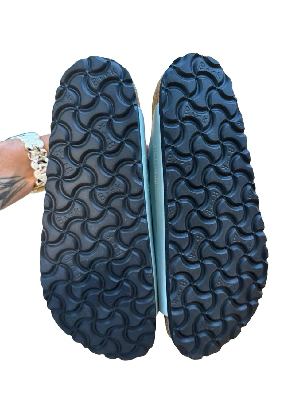 Arizona Big Buckle Natural Leather Patent in Surf Green Size 36